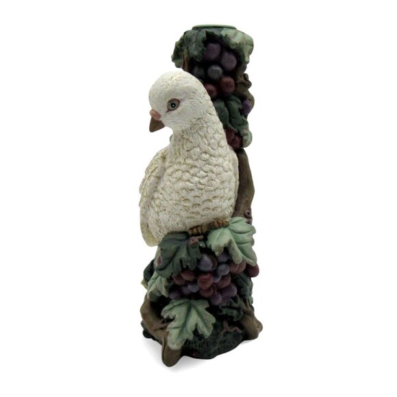 White Dove CANDLE HOLDER Grape Vine Detailing 1997 Resin Home Decor 8 Inches - Picture 5 of 10